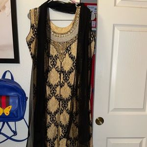 Gold and Black Salwar Kameez Suit